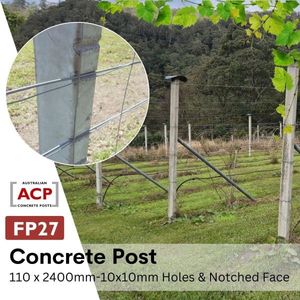 FP27 – Concrete Post 110mm x 2.4m-10x10mm Holes & 10 Notches ...